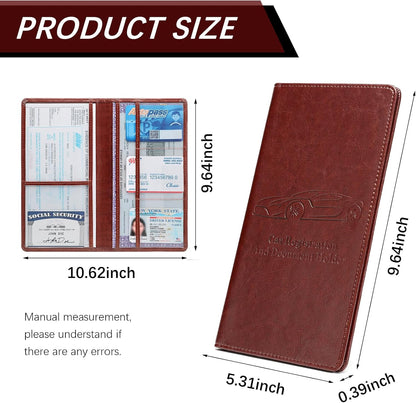 Car Registration and Insurance Card Holder for Women Men, Orange Glove Box Paperwork Organizer with Magnetic Buckle for Easy Access and Protect Documents and Various Cards in Vehicle