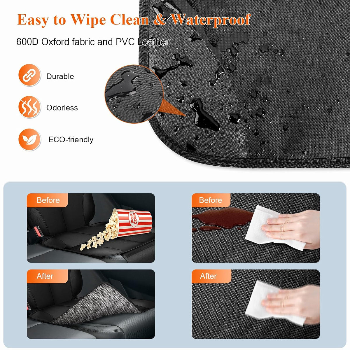 Car Seat Protector for Child Car Seat, 600D Fabric Safe Car Seat Cover with Upgraded Non-Slip Backing, Waterproof Seat Protector Under Baby Car Seat with Thick Padding for Car Back Front Seat