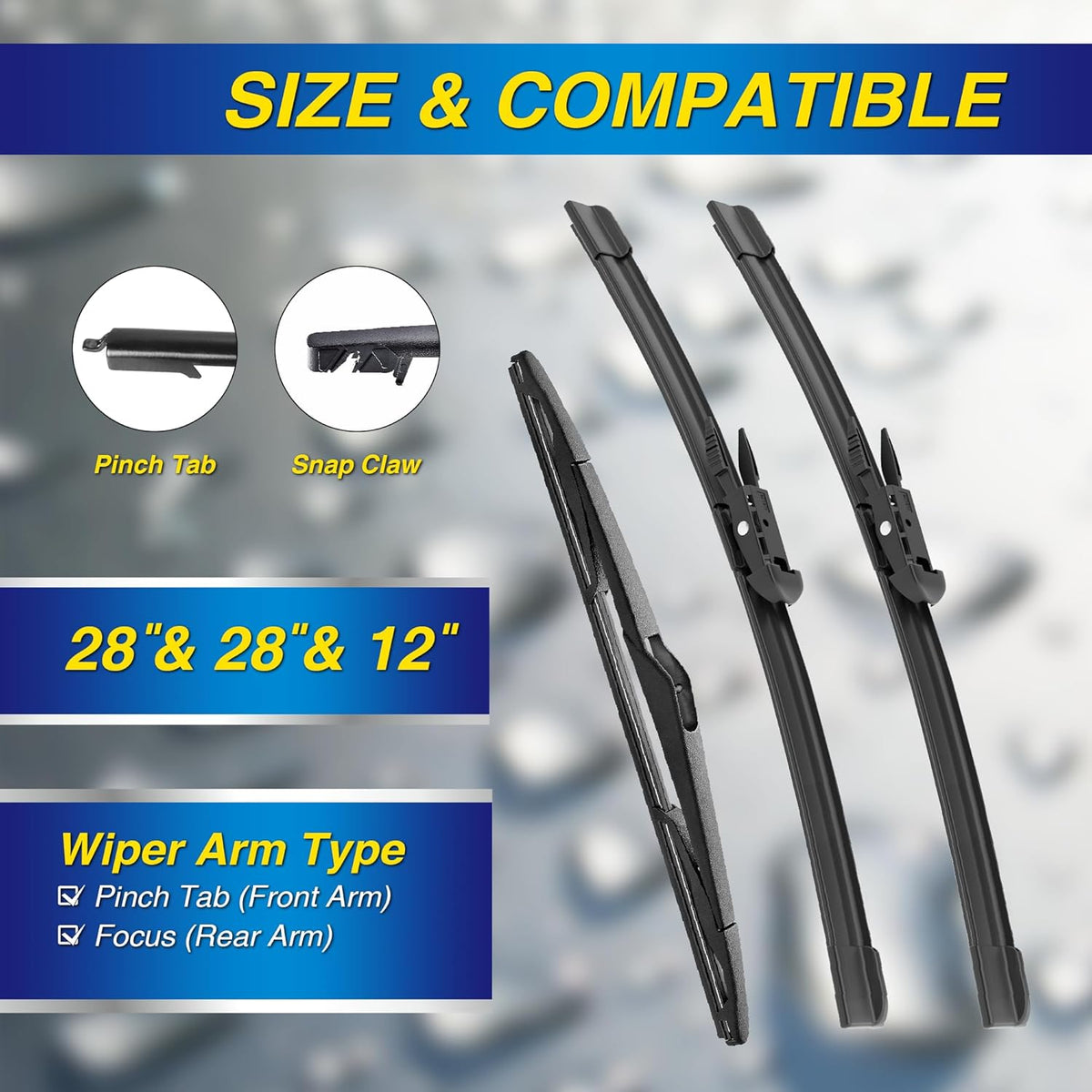 5 PLUS® Silicone Windshield Wipers Replacement for 2007-2014 Ford edge, 2007-2015 Lincoln MKX Wiper Blades(Set of 3),Automotive Replacement Windshield Wiper Blades For My Car-26"/20"/14" - Colors B