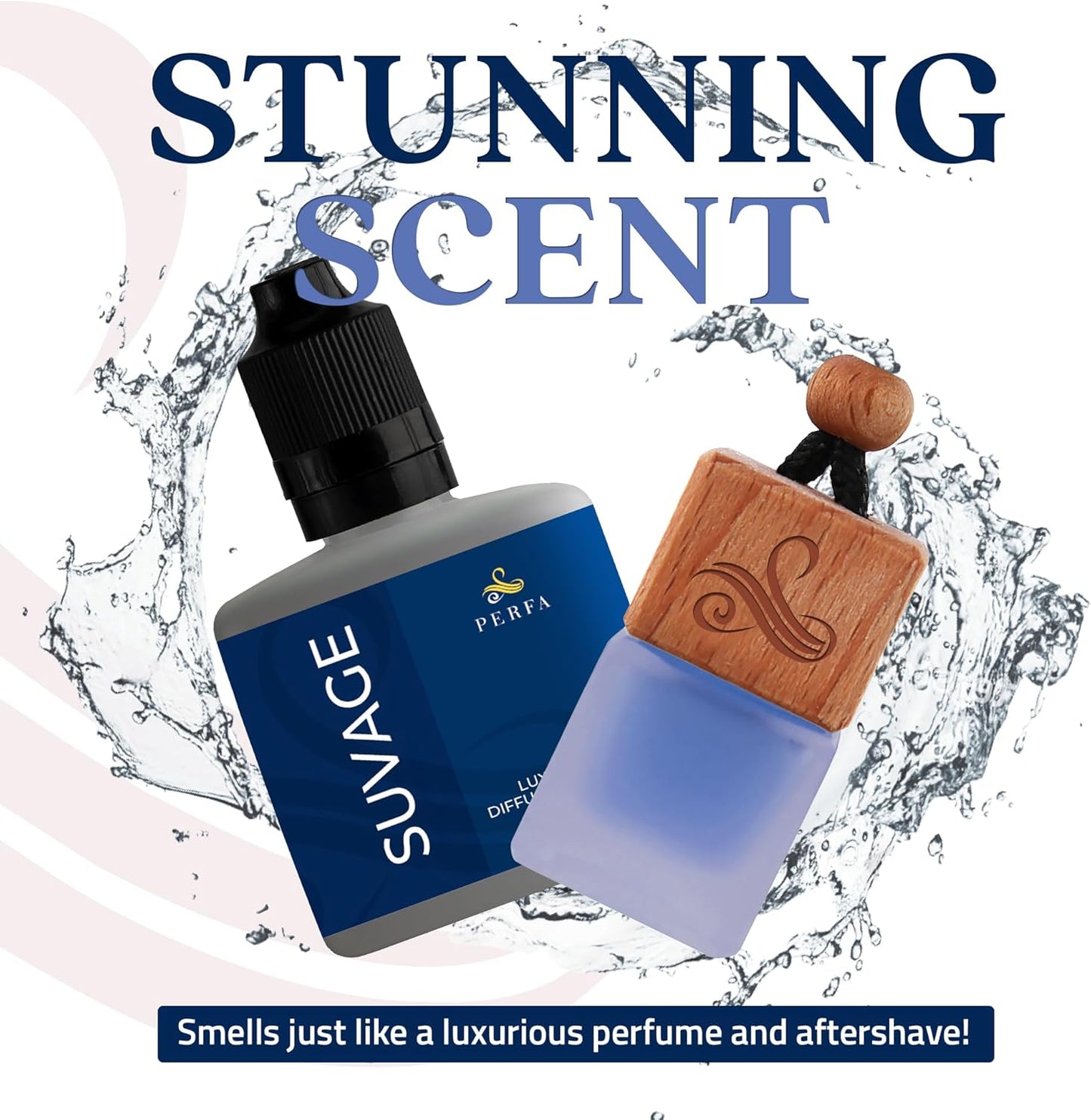 Solvère Car Air Freshener for Men | Perfume Style Freshener with Solvère Fragrance | Strong Freshener with Odour Eliminating Technology with Vent Clip | Car Air Freshener by Perfa
