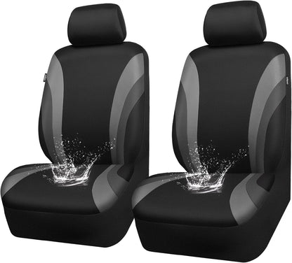 CAR PASS Line Rider Sporty Front Seat Covers,Gray Car Seat Covers Two Front Seats Only, Airbag Compatible,Universal Fit Sedans,Cars,Vans,SUV,Truck(Black and Gray)