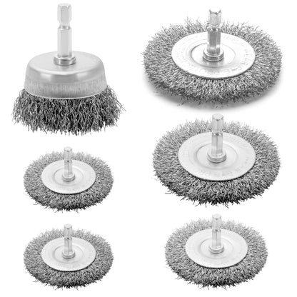 VIDICA Wire Brush for Drill Set 9Pcs,Abrasive Wire Wheel for 1/4 Inch Hex Shank, Wire Cup Brush for Drill, Coarse Crimped Carbon Steel Wire Brush Set for Removing Paint and Rust
