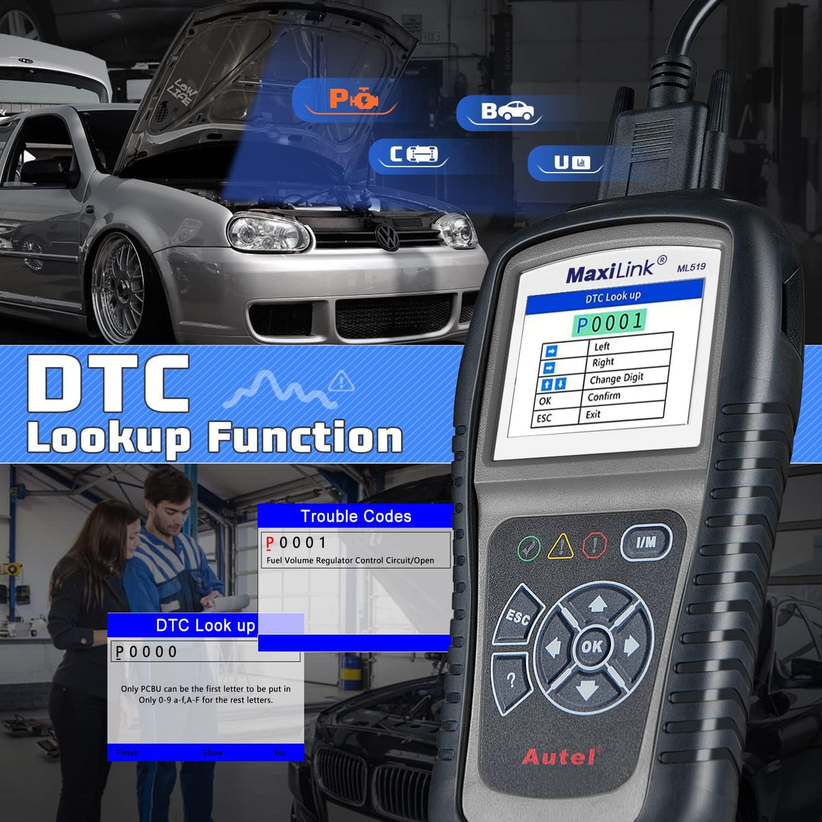 Autel AutoLink AL519 OBD2 Scanner Enhanced Mode 6 Car Diagnostic Tool Check Engine Code Reader CAN Scan Tool, Advanced Ver. of AL319