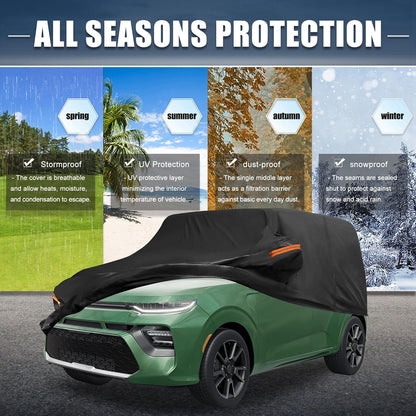 X AUTOHAUX Car Cover for Honda Civic Sedan/Coupe 210D-PU Outdoor Full Car Cover All Weather with Door Zipper for Waterproof Windproof Sun Rain Snow Protection
