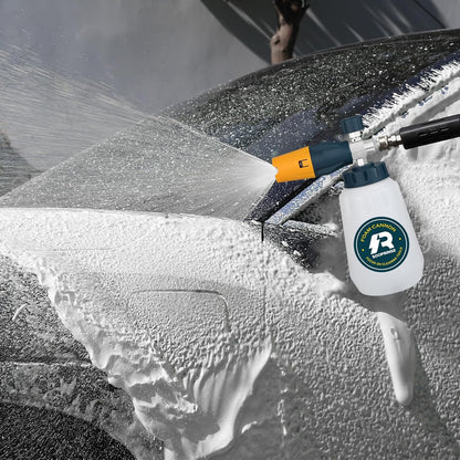 Sooprinse Short Pressure Washer Gun With Foam Cannon, High Pressure Snow Foam Lance, 1/4 Inch Quick Connector, Power Washer Blaster, Car Wash Mitt, 3000 PSI, 1 Liter