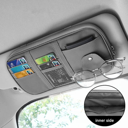 Car Sun Visor Organizer, Sunglass Holder and Storage Pocket, Card Cash Pouch with Multi-Pocket Net Zipper, Case Bag for License Pen Key, Auto Accessories for Truck, SUV, Van (Purple)
