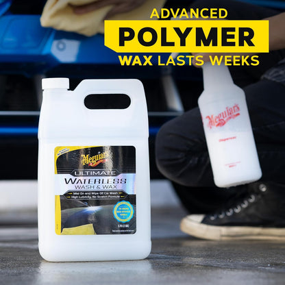 Meguiar's Ultimate Waterless Wash & Wax, Scratch-Free Waterless Car Cleaning Spray That Makes Detailing Quick and Easy, 2-in-1 Cleaner and Protection to Help Your Ride Shine, 26 Oz