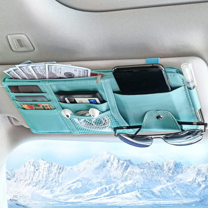 Keedolla Car Sun Visor Organizer, Truck Visor Organizer Car Sun Storage Pocket Pouch Case Bag for Sunglasses, Cards, Pens and Document - Pink