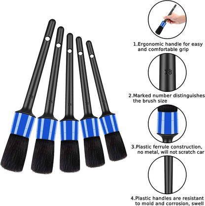 HMPLL 10pcs Auto Car Detailing Brush Set Car Interior Cleaning Kit Includes 5 Boar Hair Detail Brush,3 Wire Brush, 2 Air Vent Brush for Cleaning Car Interior Exterior, Dashboard Engines Leather Wheel