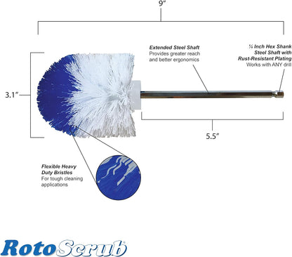 Long Reach Drill Brush Attachment, All Purpose for Car Tires, Wheels, Wheel Wells, Engine Bays, Exhaust Pipes, Running Boards, Hard to Reach Areas, with Heavy Duty Non-Scratch Nylon Bristles