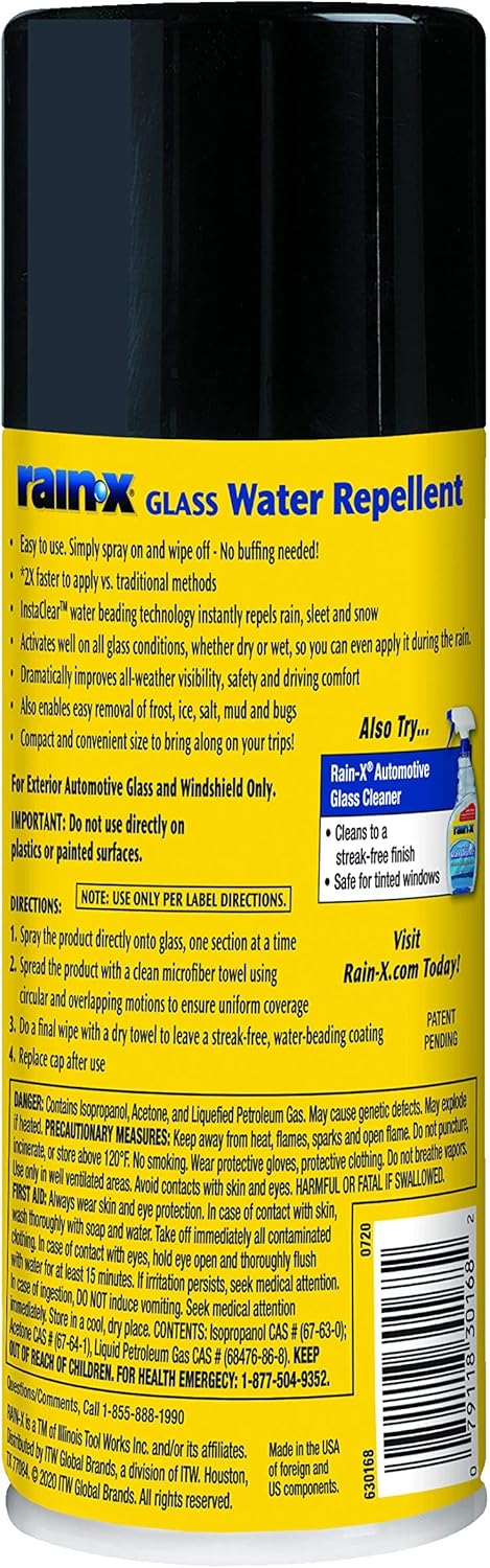 Rain-X 630168 Glass Water-Repellent Aerosol 12 oz.