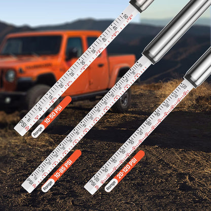ETENWOLF Pencil Tire Pressure Gauge 2 Pack (10-50PSI, 20-120PSI) with 16 Tire Caps Calibrated to ANSI B40.1 Grade B(2%), Stainless Steel Body, Car Accessories for Cars, Pickups, RVs, Bicycles