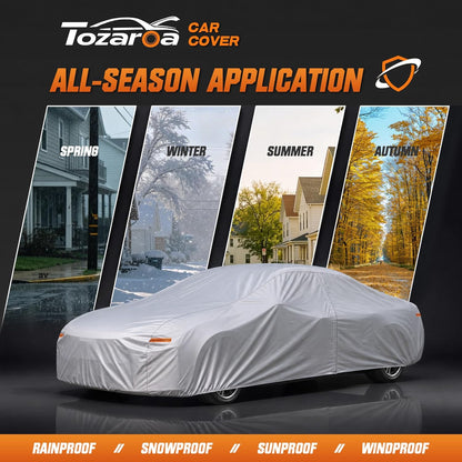 Car Cover Waterproof All-Weather,Heavy-Duty Outdoor Full Exterior Automobiles Sedan/Coupe (Length 186-193 inch) with Windshield Sun Shade Universal Fit Toyota Camry, Tesla Model 3, Accord etc