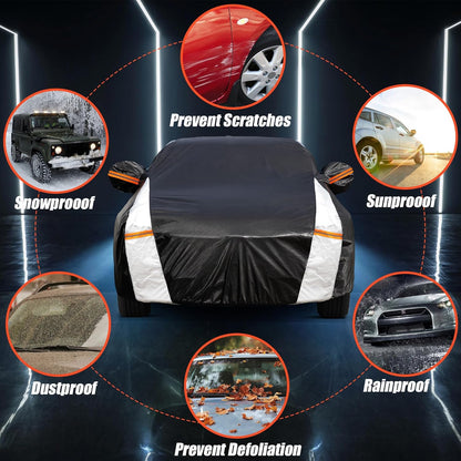 Large SUV Car Cover for Chevy Suburban 100% Waterproof All Weather, Heavy Duty Outdoor Full Exterior Covers Rain Sun Wind UV Protection. - Colors A