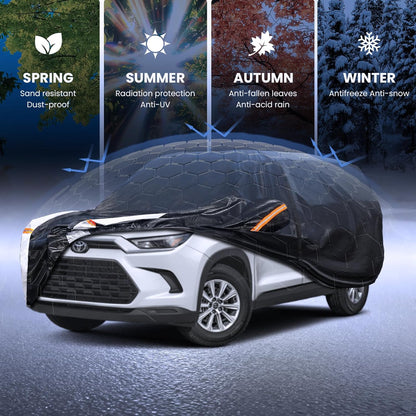 Large SUV Car Cover for Chevy Suburban 100% Waterproof All Weather, Heavy Duty Outdoor Full Exterior Covers Rain Sun Wind UV Protection. - Colors C
