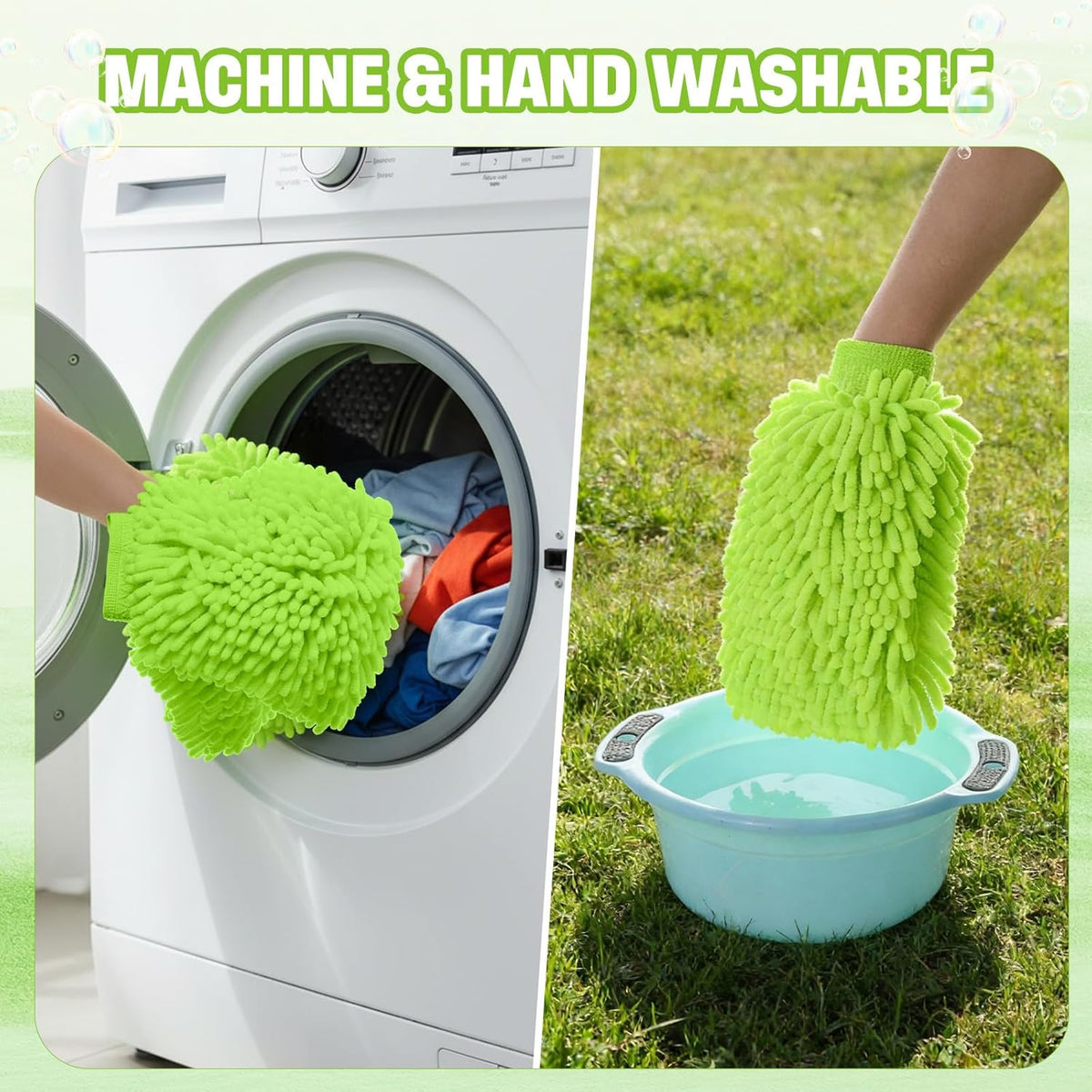 24 Pack Car Wash Mitt Bulk Microfiber, 10'' x 8'' Chenille Car Wash Mitt Gloves, Scratch Free Double Sided No Lint No Marks for Truck SUV and All Vehicle Surfaces (Blue)