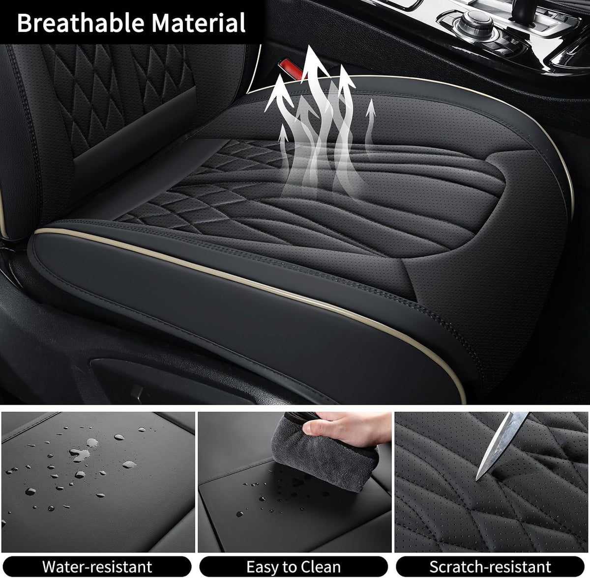 MINGBRON Leather Car Seat Covers,Car Seat Protector Waterproof,Seat Covers Full Set, Car Seat Protectors 5 Seats,Automotive Seat Covers Fit Most Cars Wine Red