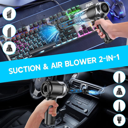 KMM Handheld Car Vacuum Cleaner, 9000Pa Vacuum Cleaner and Air Duster, 120W High Power Hand Held Vacuum with LED Light and Multi-Nozzles for Car, Home, Office, Pet