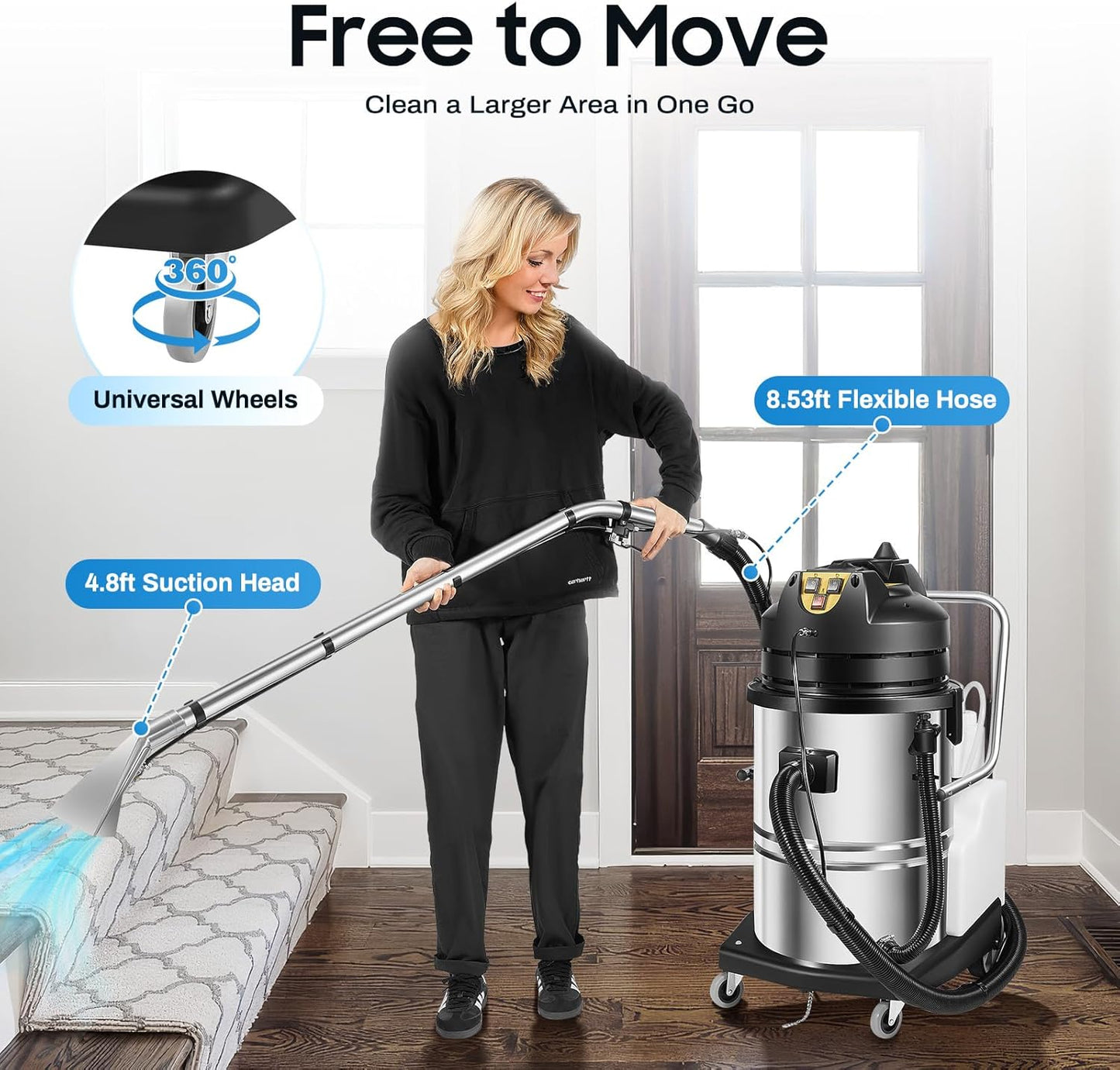 40L/11Gal Commercial Carpet Cleaner, 3 in 1 Multi-Purpose Floor Cleaning Machine Heavy Duty Extractor Vacuum Washing Machine, 1049W Powerful Sofa Curtain Carpet Cleaning Machine