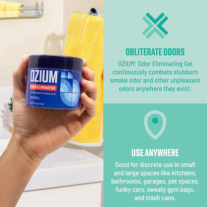 Ozium 4.5 Oz. Odor Eliminating Gel for Homes, Cars, Offices and More, Original, 4 Pack