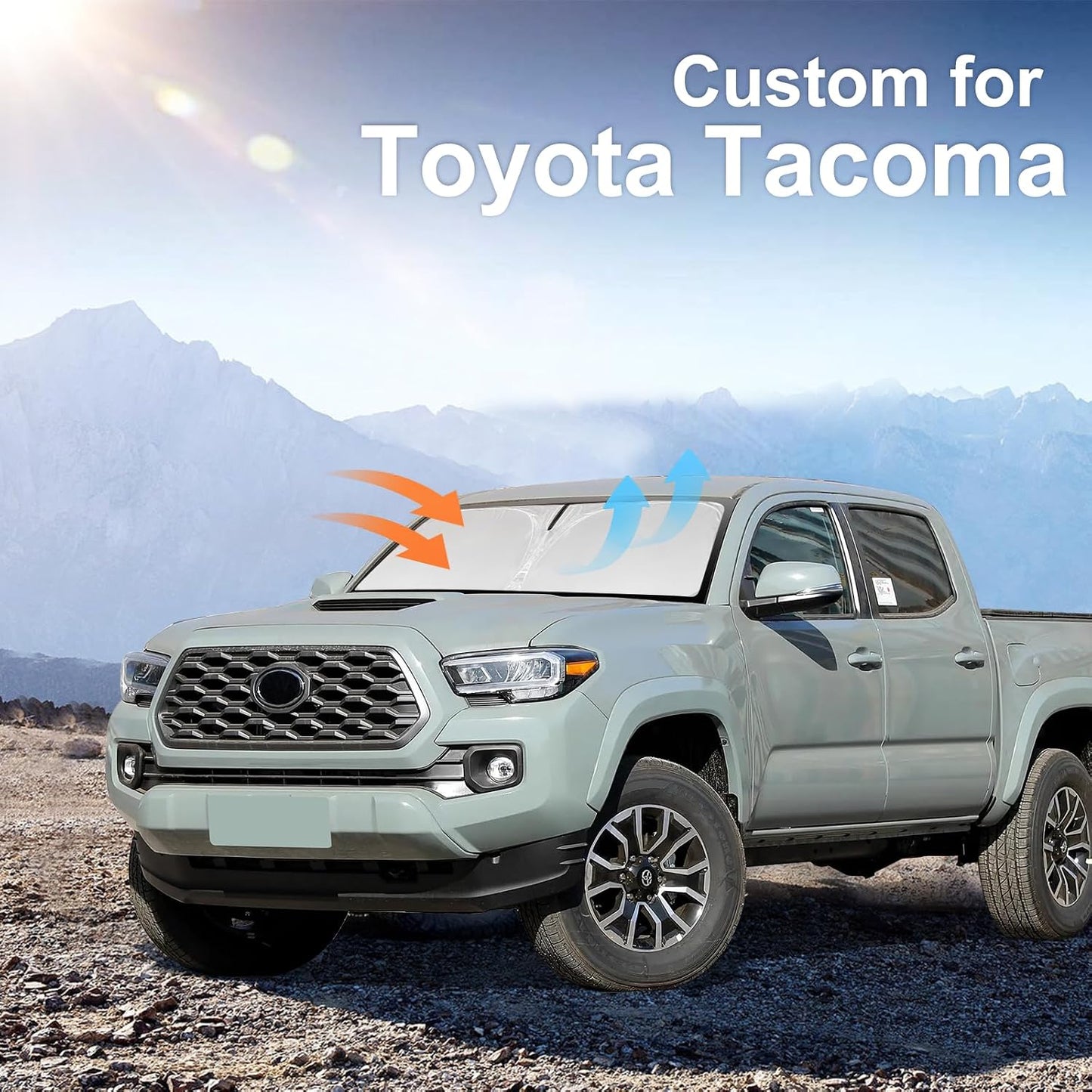 for Toyota Tacoma 2016-2023 2024 2025 2026 Sun Shade Sunshade Windshield Cover - 4 Layers Front Window Shade Custom Fit Tacoma 2Dr 4Dr Pickup Sun Visor 240T Shade Blocks UV Rays Car Accessories - Colors B