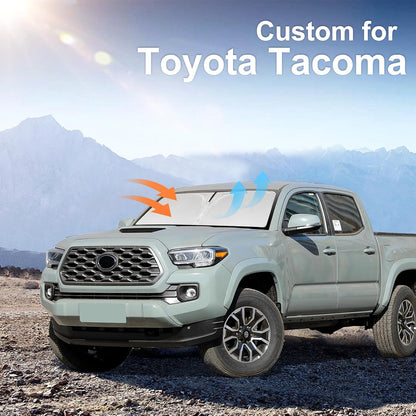 for Toyota Tacoma 2016-2023 2024 2025 2026 Sun Shade Sunshade Windshield Cover - 4 Layers Front Window Shade Custom Fit Tacoma 2Dr 4Dr Pickup Sun Visor 240T Shade Blocks UV Rays Car Accessories - Colors B