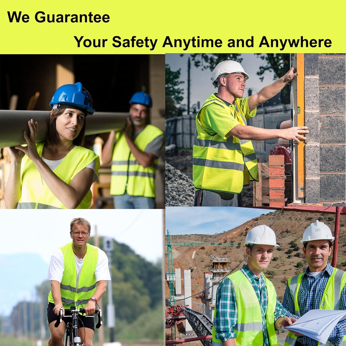 Safety Vests 10 Pack - Yellow Reflective High Visibility Construction ANSI Class 2 Work Vest for Men,Woman,Hi Vis Vest Mesh and Neon Silver Strip