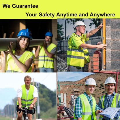 Safety Vests 10 Pack - Yellow Reflective High Visibility Construction ANSI Class 2 Work Vest for Men,Woman,Hi Vis Vest Mesh and Neon Silver Strip
