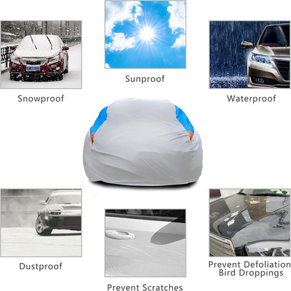 MORNYRAY Waterproof Car Cover All Weather Snowproof UV Protection Windproof Outdoor Full car Cover, Universal Fit for Sedan (Fit Sedan Length 194-206 inch, Blue)