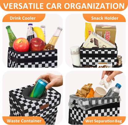 Vankor Car Trash Can Bin with Lid Hanging for Back Seat, Car Accessories for Women Men Leak Proof Automotive Garbage Cans Leakproof Vehicle Trash Can for Truck SUV Black