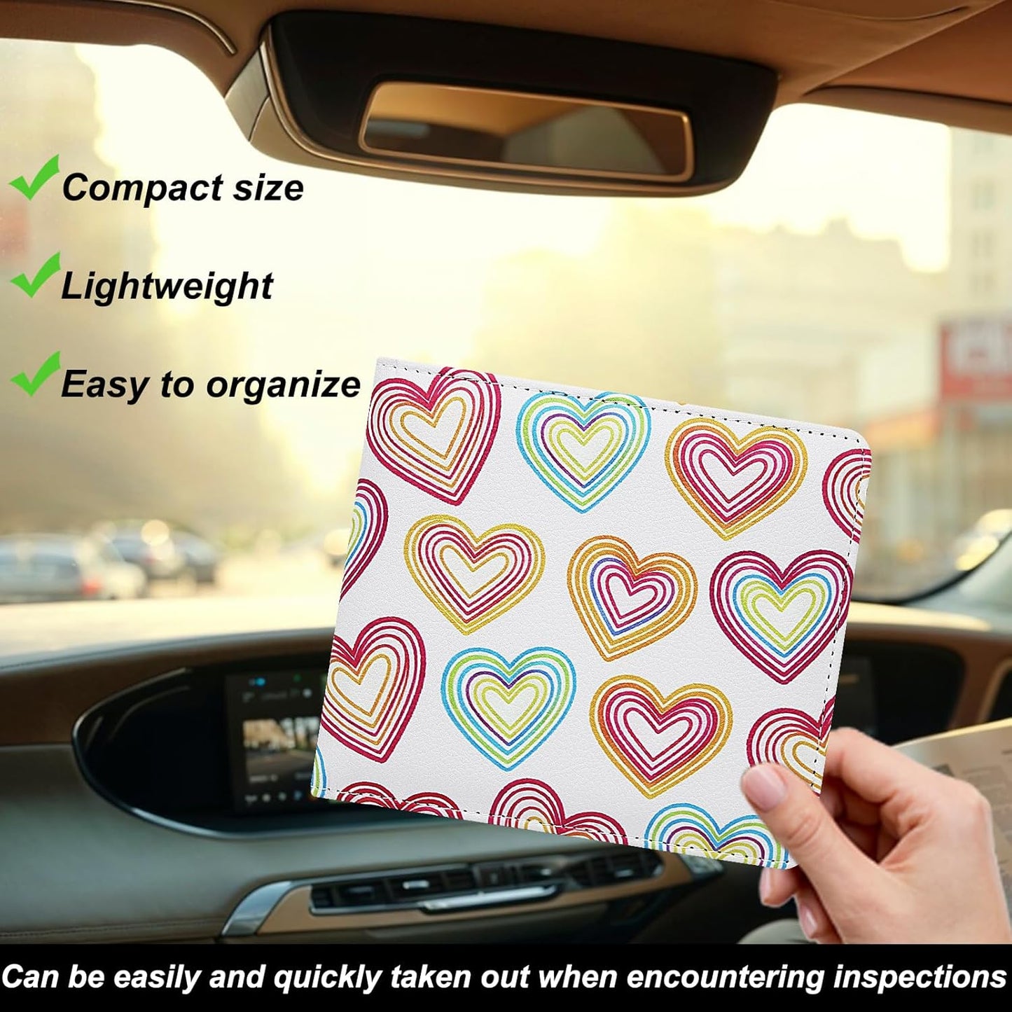 Car Registration and Insurance Holder, Premium Pu Leather Vehicle Glove Box Organizer - for Driver License, Cards & Essential Documents (L-Orange)