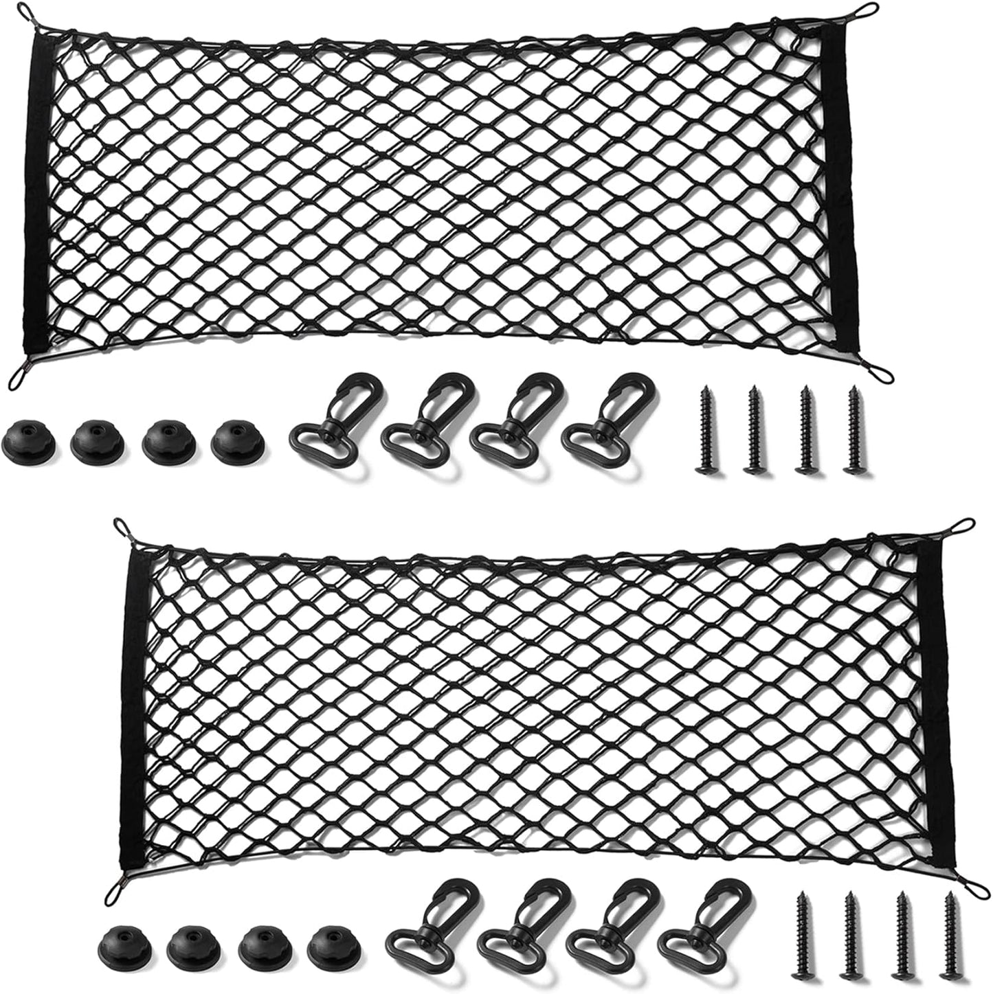 Amiss Cargo Net Stretchable, Car Exterior Accessories, Adjustable Elastic Trunk Storage Net with Hook for SUVs, Cars and Trucks (35.4x15.8 Inch)