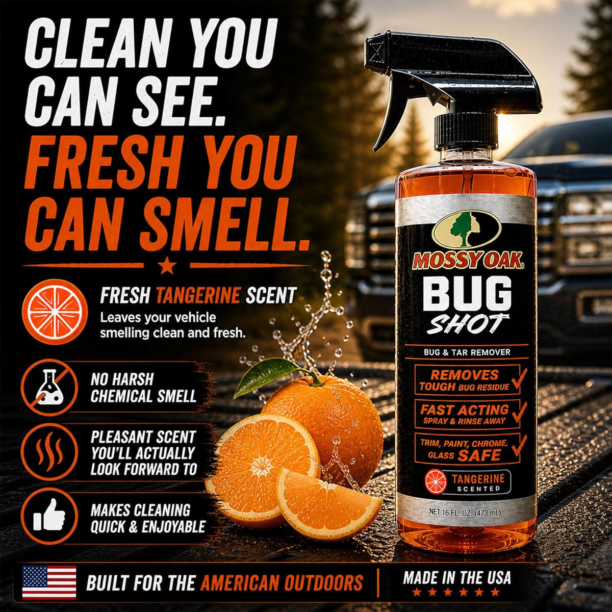 Mossy Oak Road Grime & Tar Remover - Removes Splatter, Road Tar, and Tree Sap - 16 oz, Ready-to-Use, Safe for Cars, Trucks, UTVs and ATVs