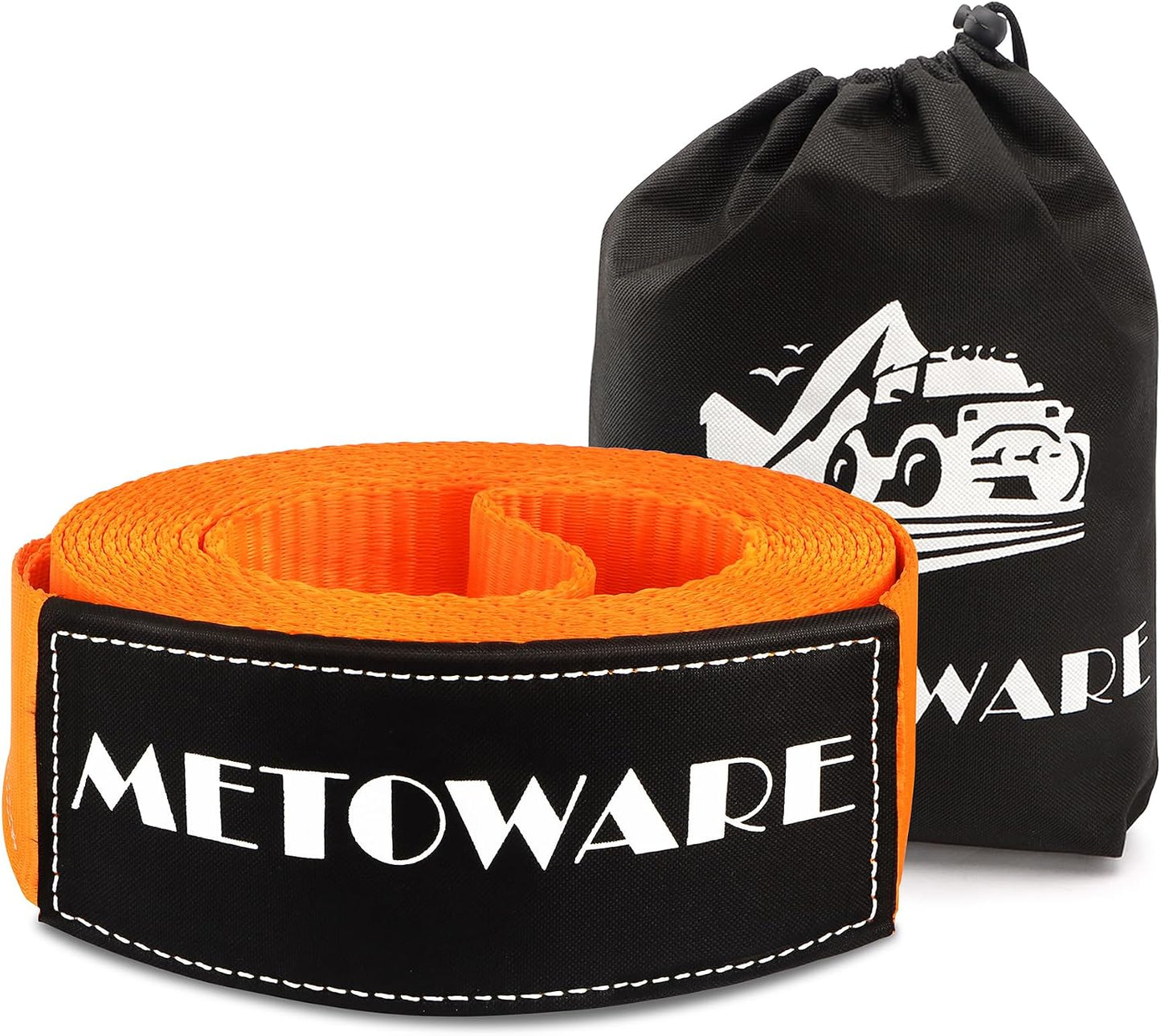 METOWARE Recovery Tow Strap Kit 3" x 20ft, Heavy Duty Recovery Strap 35,000lbs Break Strength with 3/4" D Ring Shackles(2pcs) & Storage Bag, Emergency Off Road Towing Rope for SUV, UTV, ATV, Truck