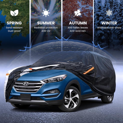 Large SUV Car Cover for Chevy Suburban 100% Waterproof All Weather, Heavy Duty Outdoor Full Exterior Covers Rain Sun Wind UV Protection. - Colors B