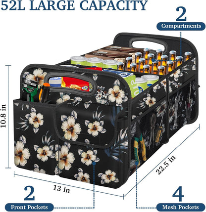 Femuar Car Trunk Organizer with Large Capacity Waterproof Car Accessories for Women & Men, Collapsible Trunk Organizer for Suv/Jeep/Sedan,Tools (Black, Standard)