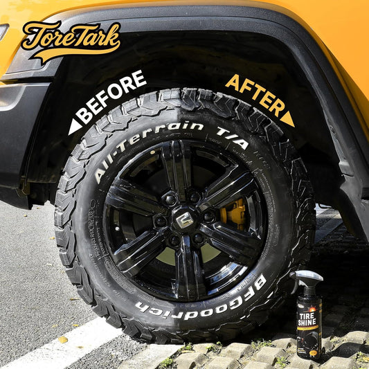 toretark Ceramic Tire Shine Spray — High-Gloss Wet Look Tire Coating with Ultra-Dense Nylon Brush Applicator, UV Protection, Long-Lasting Shine for Car Truck RV Motorcycle (16 Fl Oz)