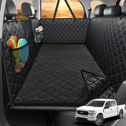 URPOWER 2026 Upgraded Back Seat Extender for Dogs - Large Hard Bottom Dog Car Seat Cover Holds 550lbs, Waterproof Dog Hammock Pet Bed with High-Density Foam Non-Slip Backseat Protector