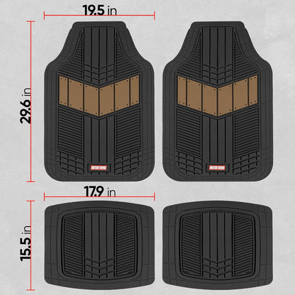 Motor Trend DualFlex™ Rubber Car Floor Mats All Weather Waterproof 4-Piece Sporty Two-Tone Design Car Mats Full Set - Universal Trim-to-Fit Floor Mats for Car, SUV, & Trucks - Car Carpet Protector