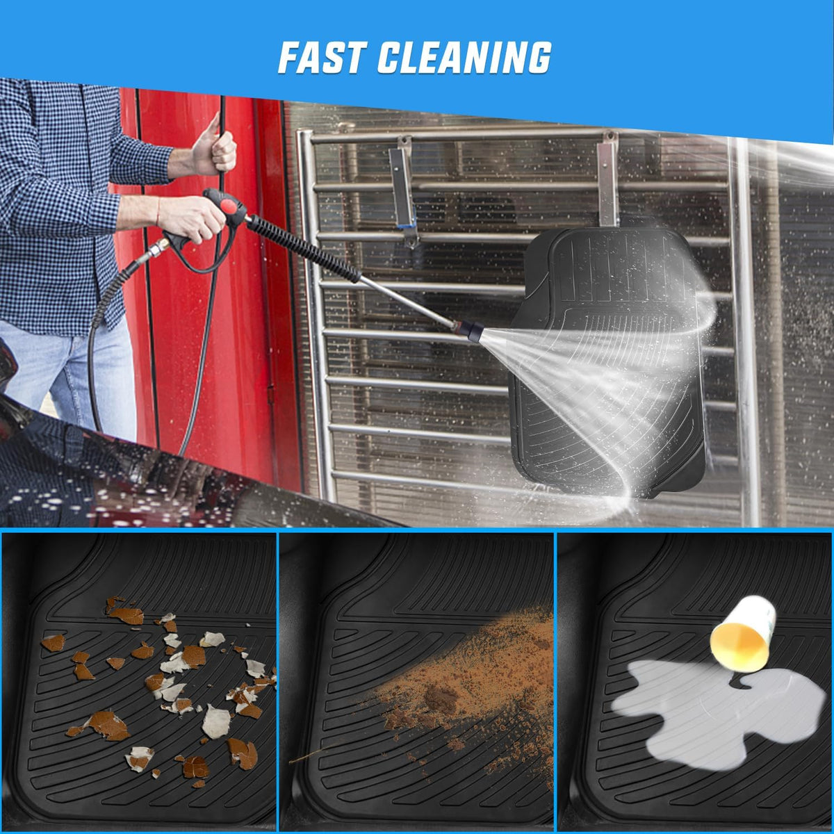 Nilight Rubber Cargo Mats for Cars Trucks SUVs,Universal Trim to fit for Most Vehicles,All Weather Protection Heavy Duty Cargo Liners