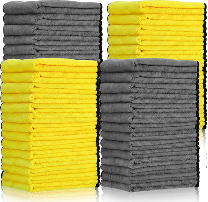 Tallew 40 Pcs Microfiber Towels:16"x16" Microfiber Drying Towels Bulk Micro Fiber Car Cleaning Cloth for Cars Drying Washing Polishing Office Windows Cleaning Household Supplies (Yellow)