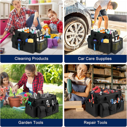 Cleaning Caddy,Cleaning Bag for Housekeepers,Cleaning Supplies Organizer with Handle,Black