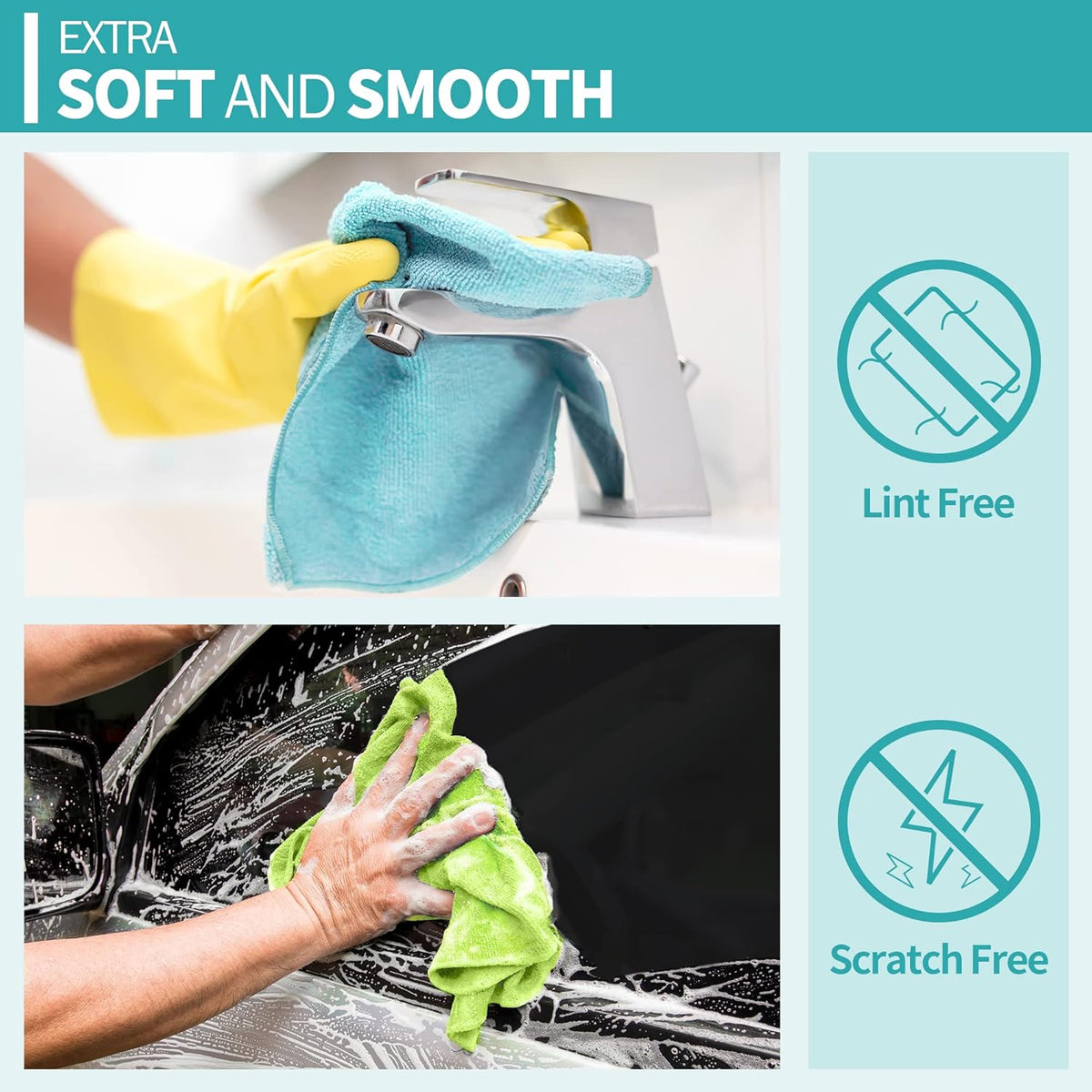 Microfiber Cleaning Cloth, 100 Pack Cleaning Rags Microfiber Towel Bulk Absorbent Lint-Free Wash Cloths, All-Purpose Shop Towels for Cars, Automotive, Garage, Home & Kitchen 11.5"*11.5"