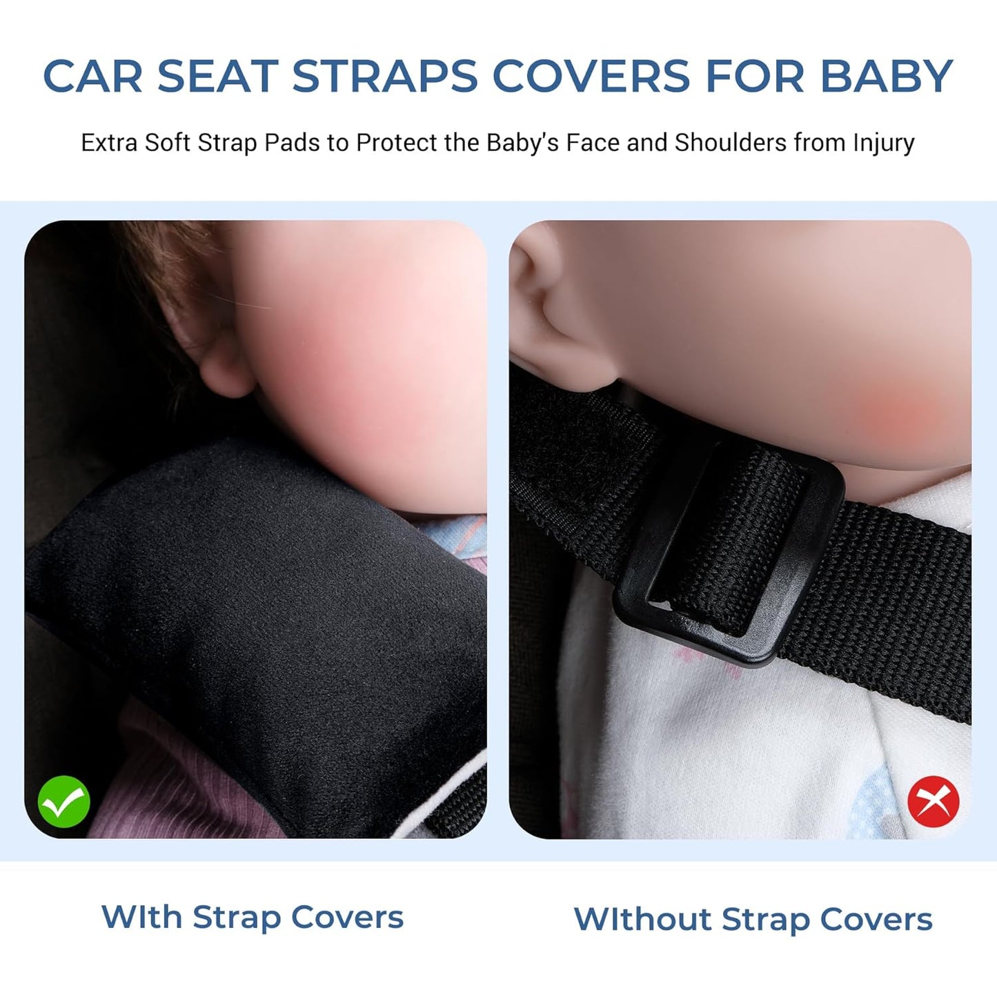 COOLBEBE Car Seat Straps Shoulder Pads for Baby Kids, Super Soft Seat Belt Covers for All Car Seats/Pushchair/Stroller/High Chair