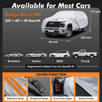 Car Cover Waterproof All-Weather,Heavy-Duty Outdoor Full Exterior Automobiles Sedan/Coupe (Length 186-193 inch) with Windshield Sun Shade Universal Fit Toyota Camry, Tesla Model 3, Accord etc