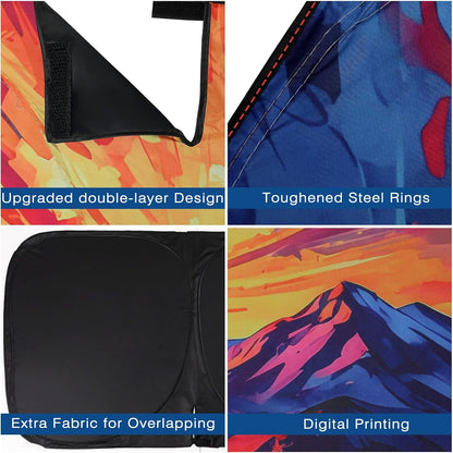 Car Windshield Sun Shade, Foldable Front Window Sunshade Blocks UV Rays, Keep Car Interior Cool, Universal Fit for Hatchback, Truck, SUV, MPV
