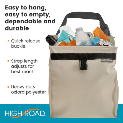 High Road TrashStash Hanging Car Garbage Bag with Push-Close Lid and Waterproof Bin for Car, SUV and Truck Seat Backs - Holds 3 Gallons of Car Trash (Black)
