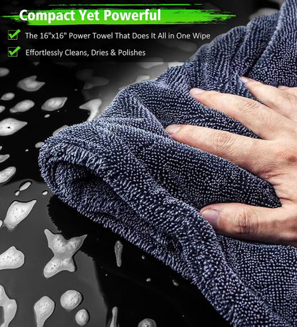 YeewayVeh 'Agile Giant' Car Drying Towel, 28x36 Inch Quick Car Wash Drying Towels, 1400 GSM Super Absorbent, Double Sided Microfiber Towels for Cars Effortless & Scratch-Free Detailing, Green
