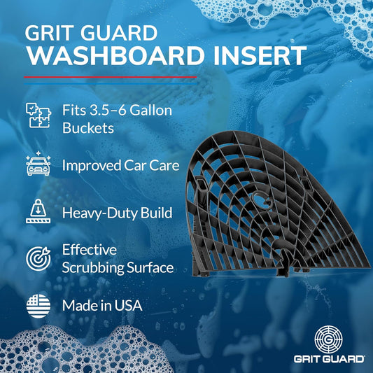 Grit Guard Washboard Bucket Insert, Removes Dirt from Wash Mitt for Car Detailing, Attaches to Grit Guard Insert, Fits Most 3-6 Gallon Car Wash Buckets - Black - Made in the USA
