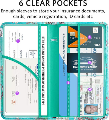CoBak Car Registration and Insurance Holder - Vehicle Glove Box Car Organizer,Auto Truck Comparment Accessories Case with Magnetic Closure for Driver License,Cards - Colors A